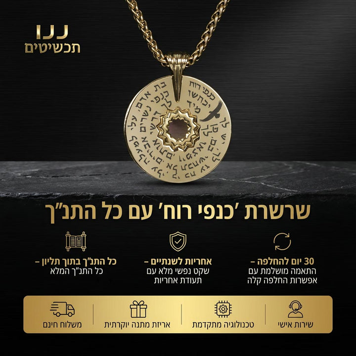מתנה לחיילת - תליון ננו תנ"ך והשיר כנפי רוח - דגם מגן הפלדה