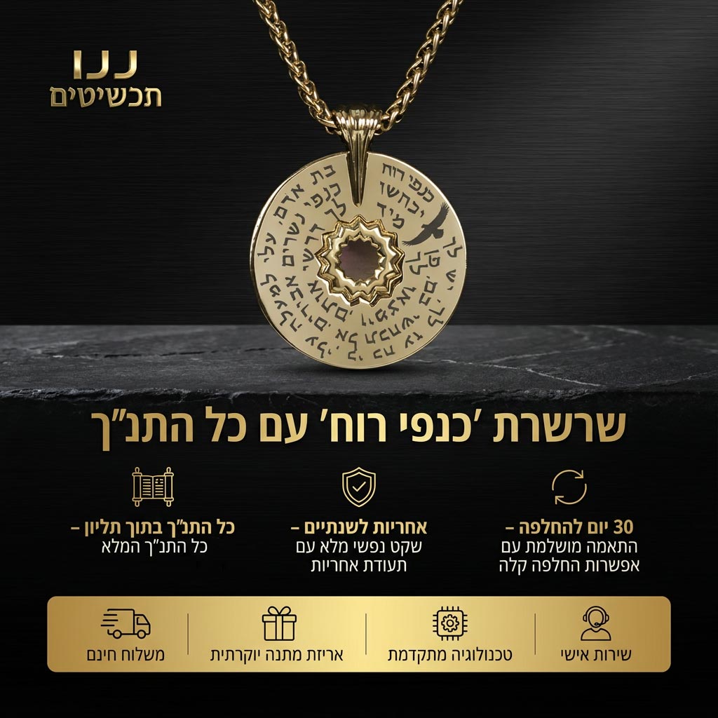 מתנה לחיילת - תליון ננו תנ"ך והשיר כנפי רוח - דגם מגן הפלדה