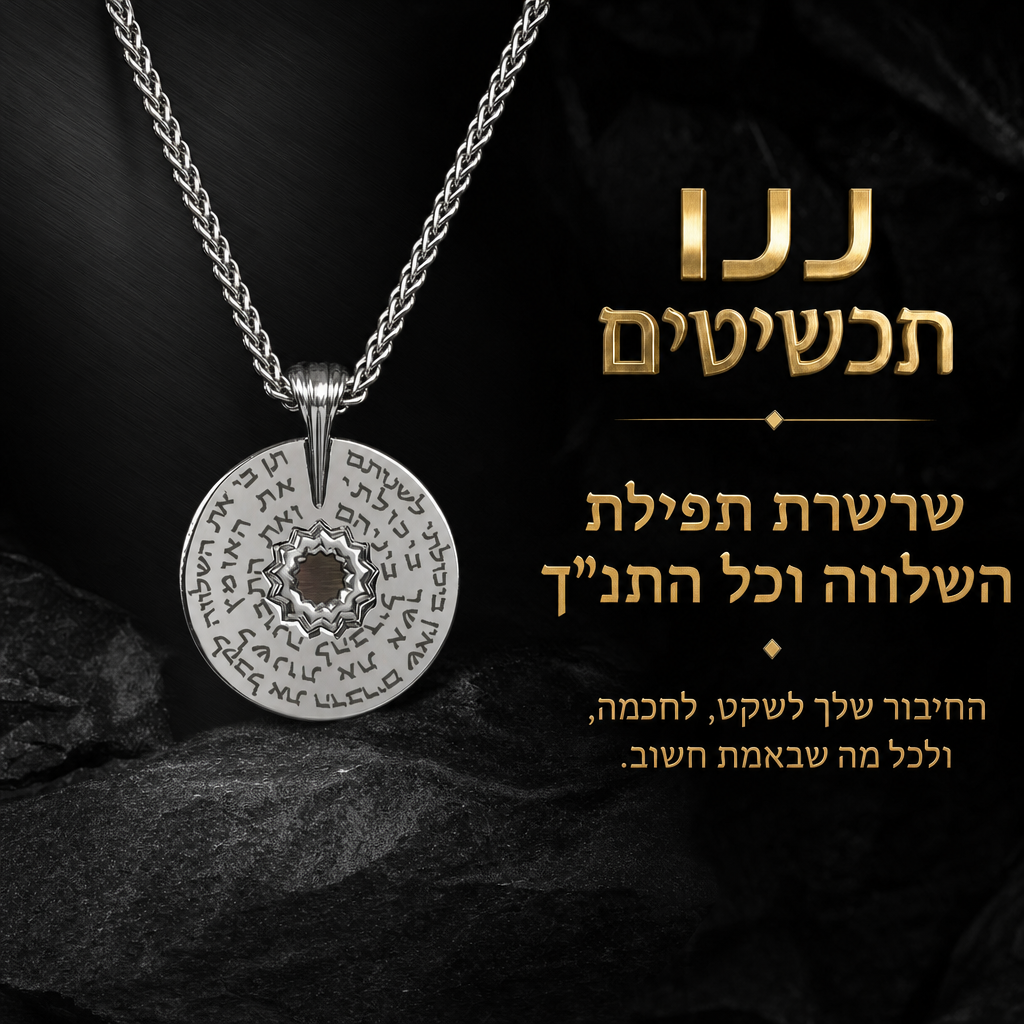ננו תכשיטים מציגה שרשרת תפילת השלווה לגבר עם כל 24 ספרי התנך