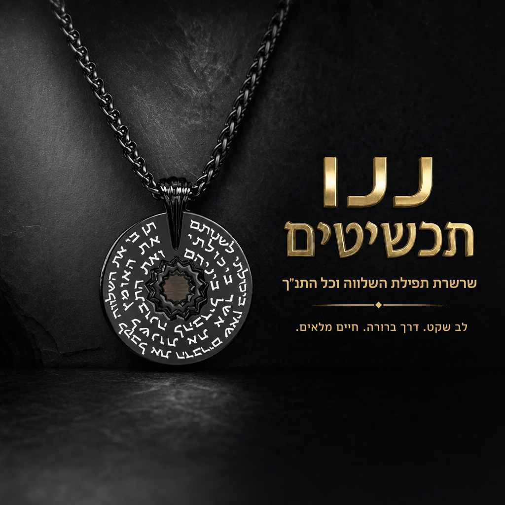 שרשרת תנך גברית עם ננו תנך ותפילת השלווה 