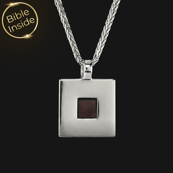 שרשרת עם תנך לגבר זהב לבן - עם צ'יפ שעליו חרוט התנ"ך השלם - ננו תכשיטים