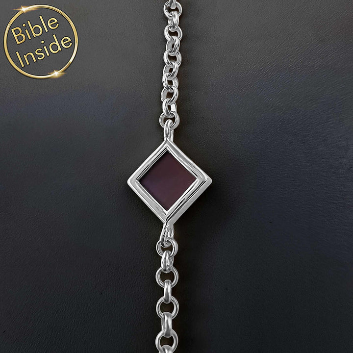 צמיד כסף סטרלינג לבת מצווה עם שבב ננו תנ"ך