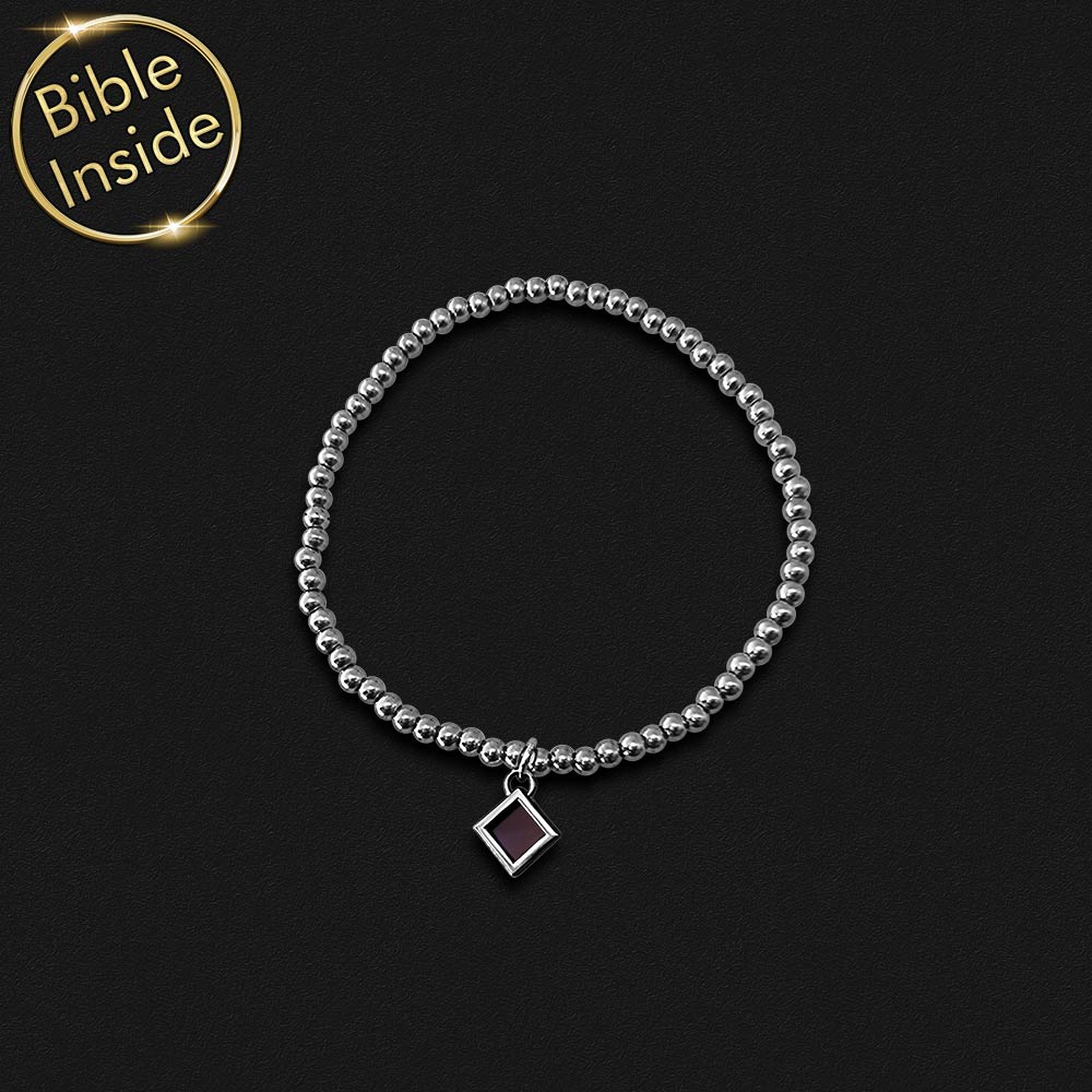 תכשיטים מיוחדים לבת מצווה — צמיד חרוזים כסופים עם ננו תנ"ך 