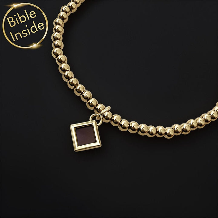 צמיד לבת מצווה — עיצוב חרוזים אלגנטי עם ננו תנ"ך וכתבי הקודש בפנים