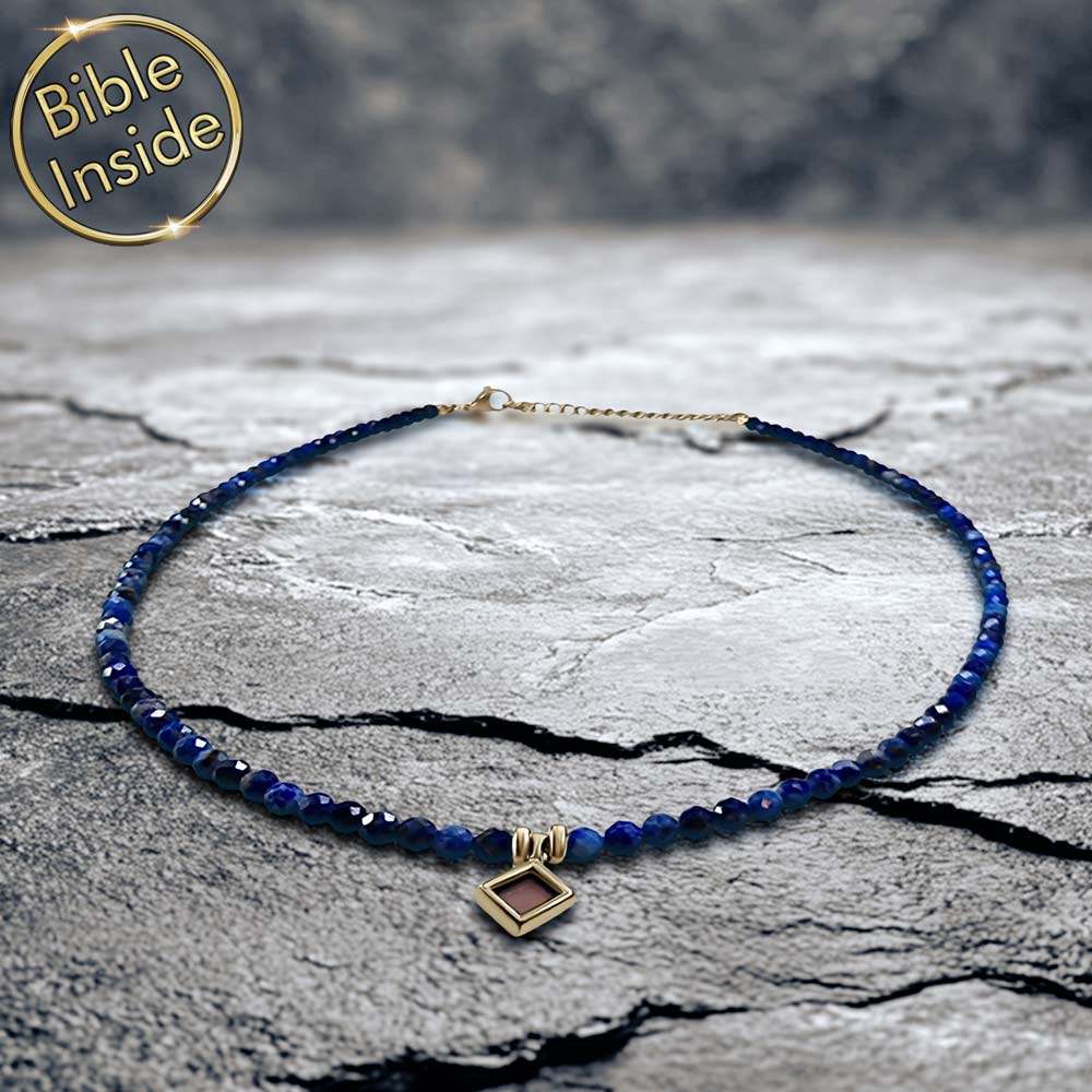 שרשרת בת מצווה לאחיינית – לאפיס לזולי עם תליון ננו תנ"ך