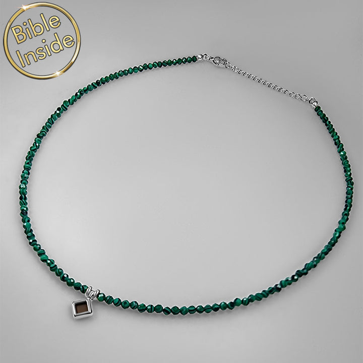 שרשרת לבת מצווה דתית עם חרוזי מלכיט וכל ספרי הקודש