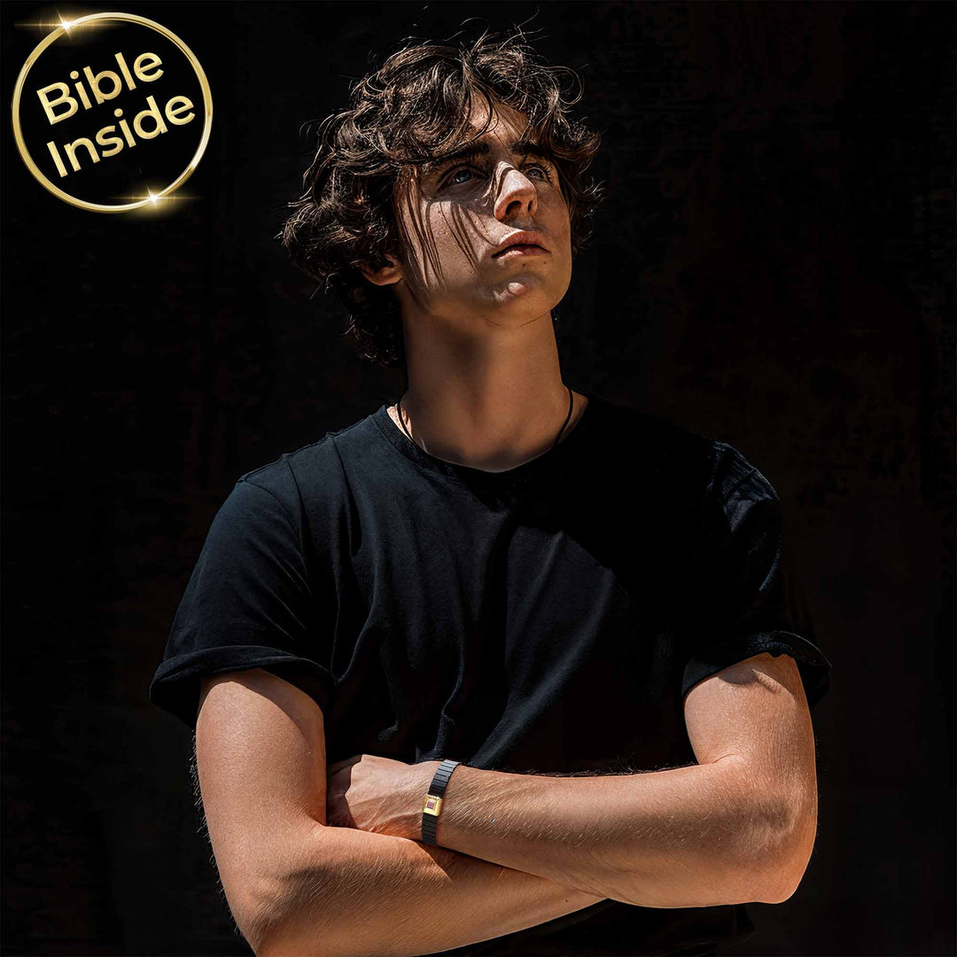 צמידי זהב עם תנך לגבר | 24 סיפרי התנ"ך בחריטה | ננו תכשיטים