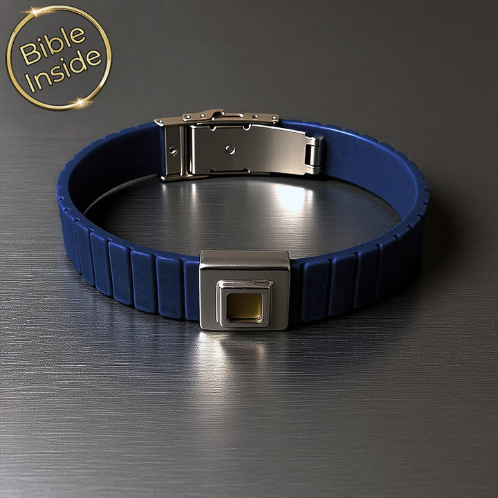 שלמא צמיד עם התנך כחול על רקע מתכתי