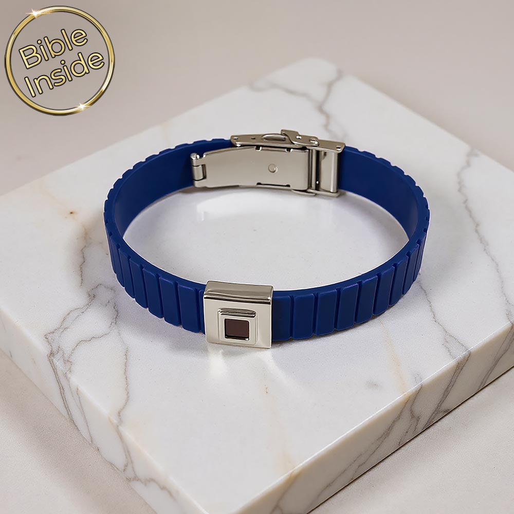 צמיד עם ספר תורה מעוצב כסיליקון כחול מודרני