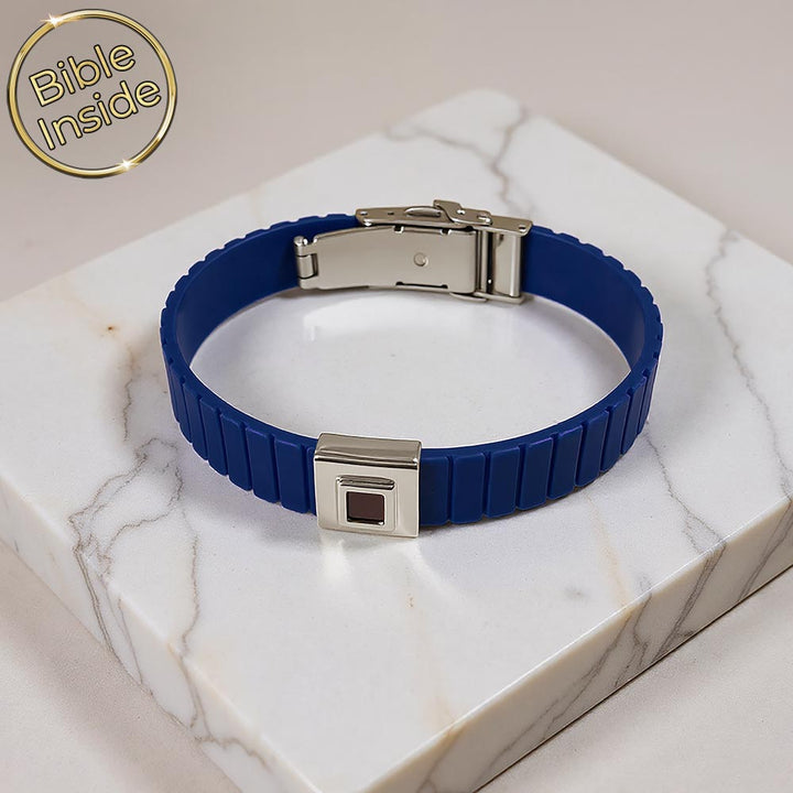 צמיד עם ספר תורה מעוצב כסיליקון כחול מודרני