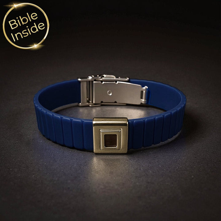 צמיד ננו תנך צמיד זהב משולב עם צמיד סיליקון כחול