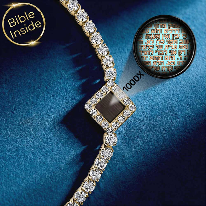 צמיד תנך טניס מעודן עם זירקונים – תכשיט יהודי מינימליסטי
