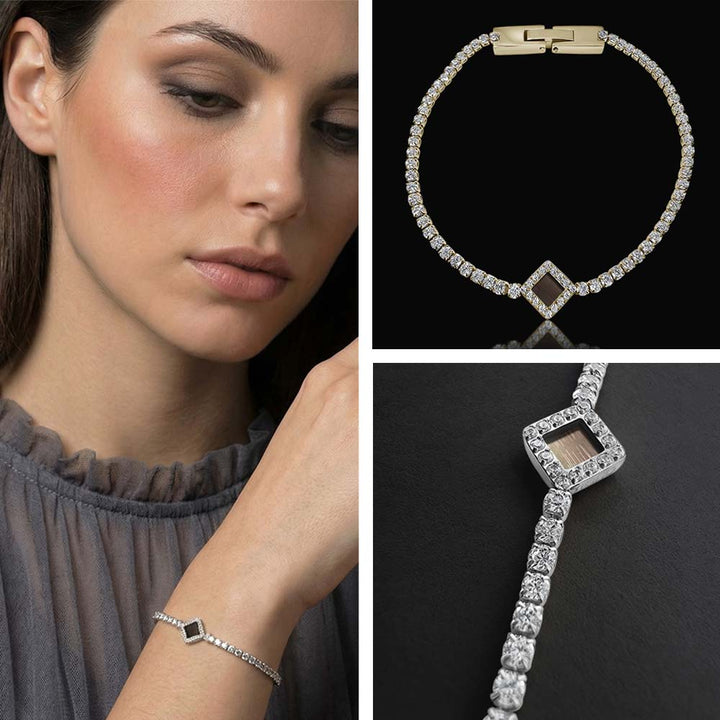 צמיד עם תנך בעיצוב טניס מפלדת אל-חלד – תכשיט נשי אלגנטי
