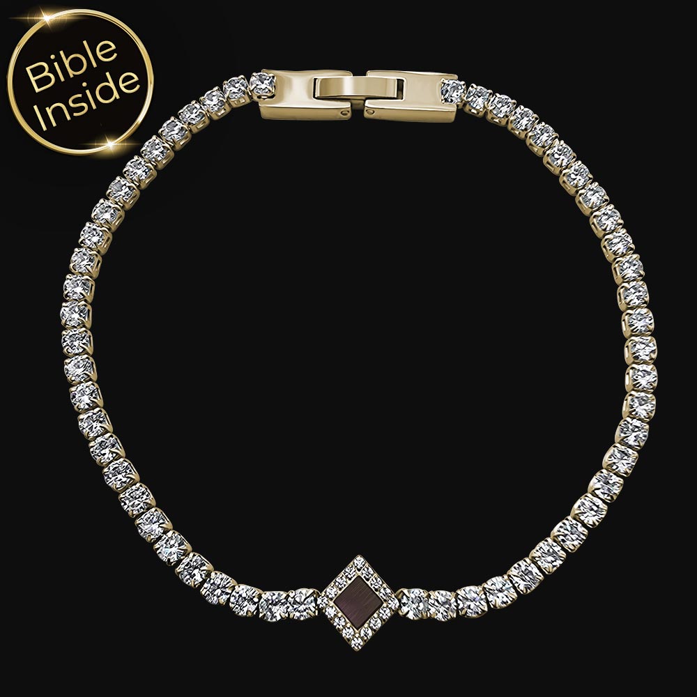 צמיד ננו תנך בעיצוב טניס קלאסי עם שבב מיקרוסקופי
