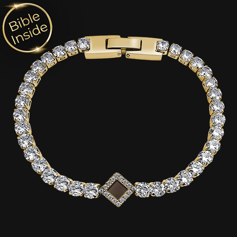 צמיד לנשים תנך בעיצוב טניס אופנתי עם זירקונים נוצצים
