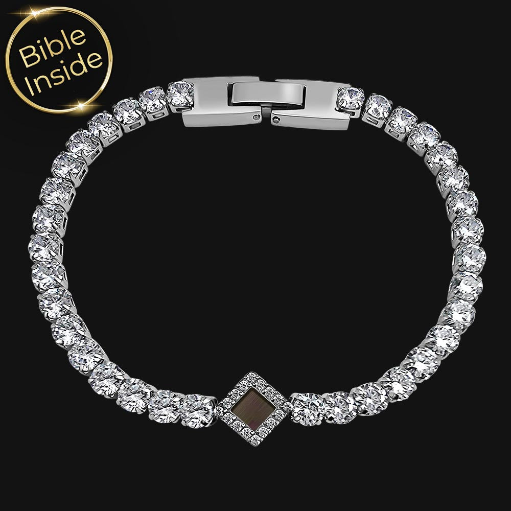 צמיד עם ספר התנך לאישה בעיצוב טניס אלגנטי ומינימליסטי
