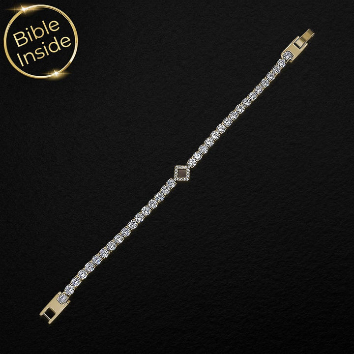 צמיד לנשים ספר תנך בעיצוב טניס עם אבנים נוצצות
