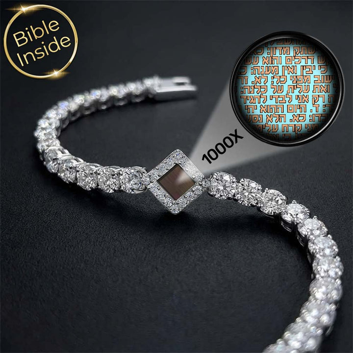 צמיד ננו תנך לנשים בעיצוב טניס קלאסי עם שבב מיקרוסקופי
