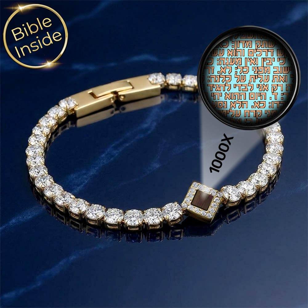 צמידי תנך לאישה טניס מעודן עם זירקונים – תכשיט יהודי מינימליסטי
