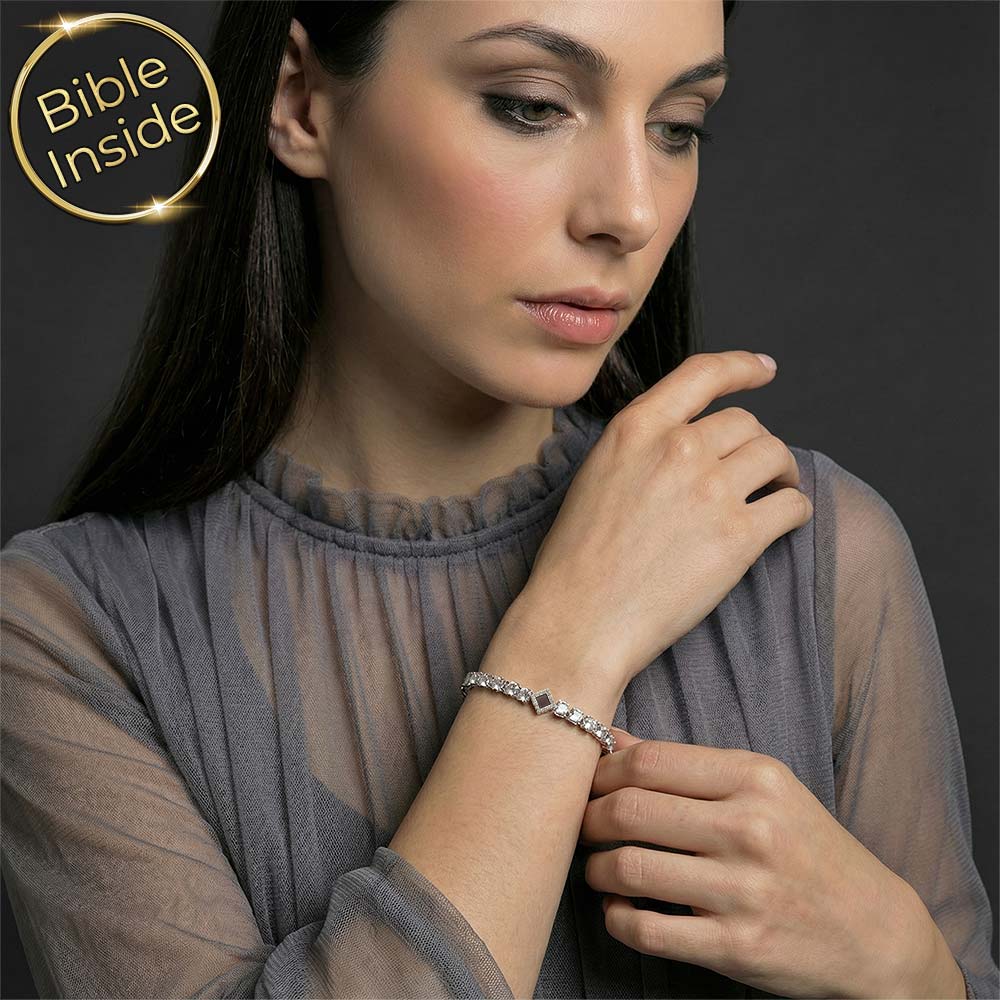 צמיד תנך יוקרתי במראה נקי, צמיד טניס עם ננו תנ"ך בפנים