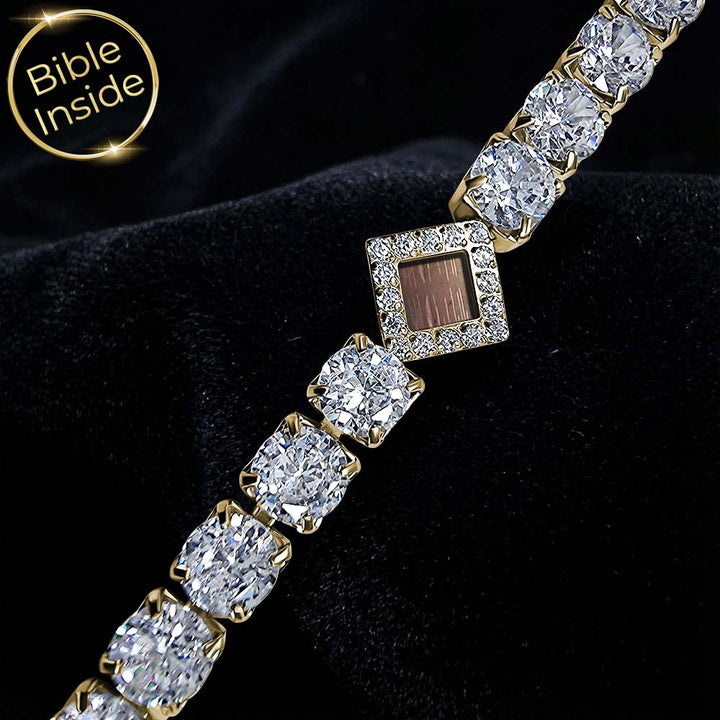 צמיד ננו תנך לנשים – צמיד טניס עדין עם ספרי תנך בפנים