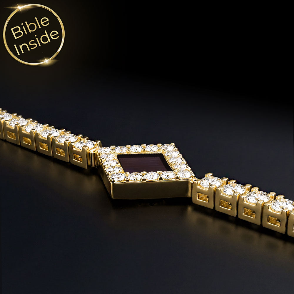 צמידי תנ"ך טניס לאישה – שורת יהלומים 2.5 קראט עם שבב ננו תנ"ך