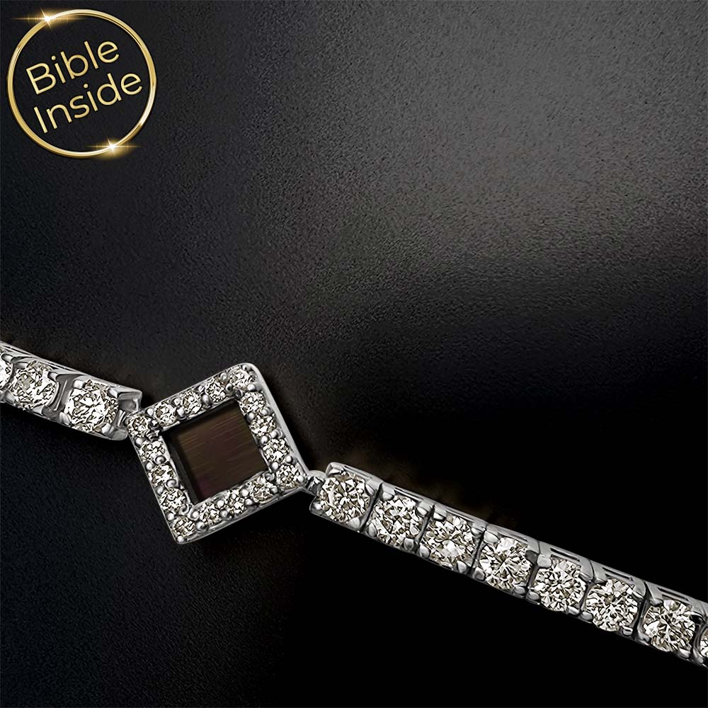 צמיד ננו תנ"ך עדין בזהב לבן - חיבור לשורשים על פרק היד