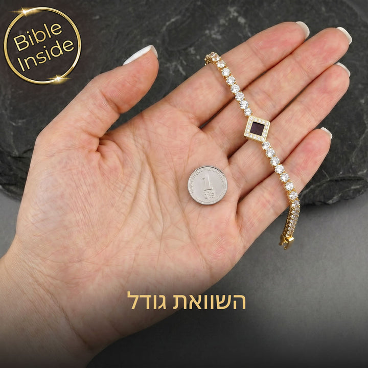 צמיד טניס 5 קראט יהלומים בזהב צהוב המעניק מראה מודרני ואלגנטי לכל אירוע