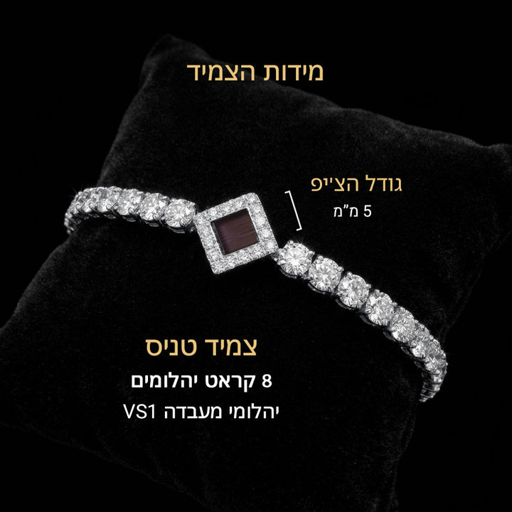 ננו תכשיטים מציגה מפרט וממדים של תכשיט עם כל התנך בזהב לבן