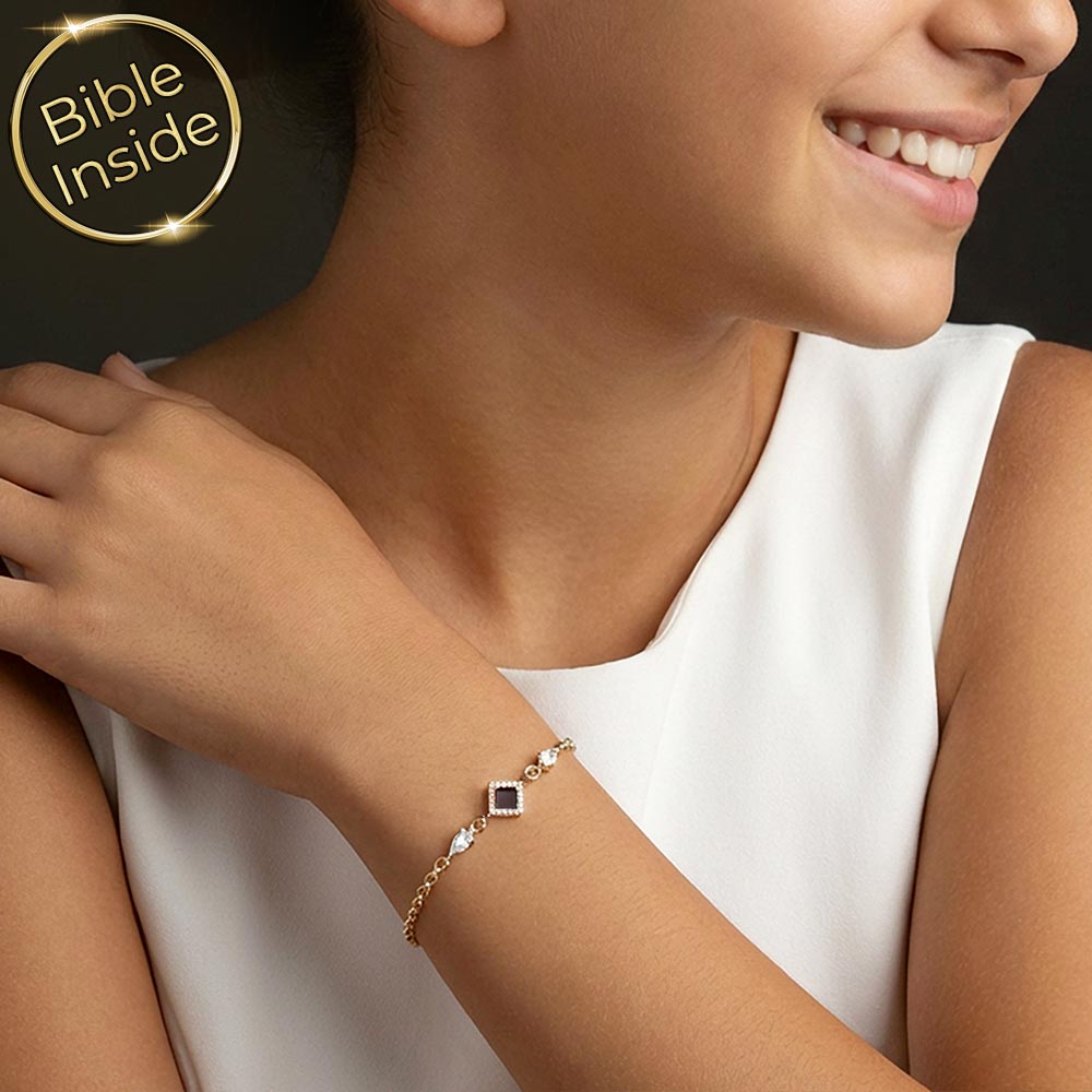 תכשיט לבת מצווה מסבא וסבתא – צמיד מעוין נוצץ וננו תנ"ך