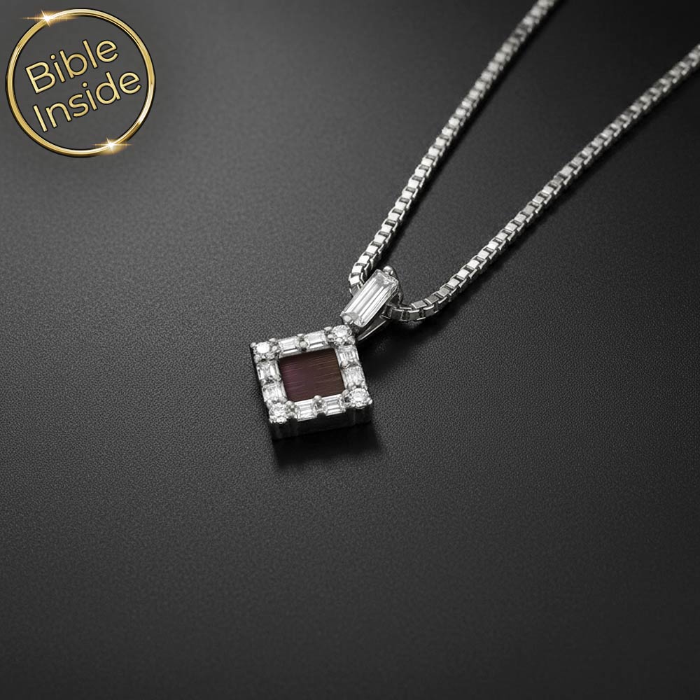 תליון זהב לבן לבת מצווה עם ננו תנ"ך מבית שלמא