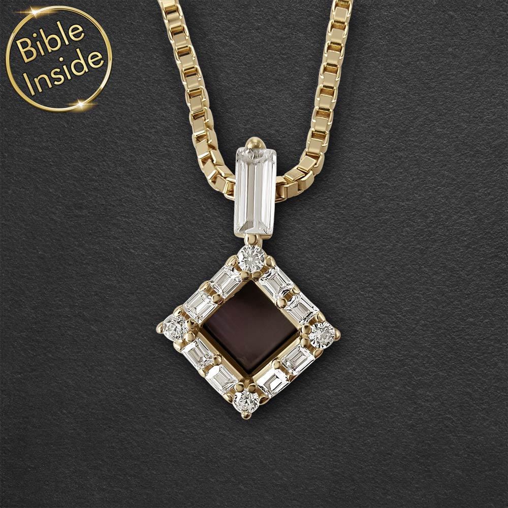 תכשיט לבת מצווה מסבא וסבתא  – מעוין זהב עם זירקונים ושבב תנ"ך