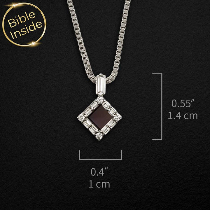 תליון לבת מצווה זהב לבן עם מעוין וננו תנ"ך