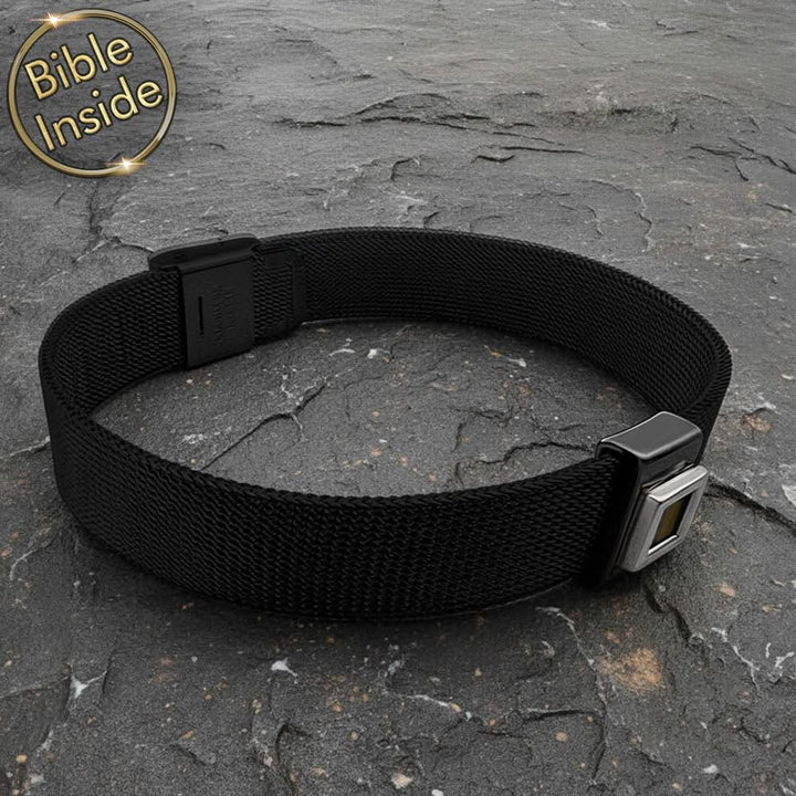 צמיד תנך פלדת אל-חלד לגבר | 24 סיפרי התנ"ך בחריטה | ננו תכשיטים