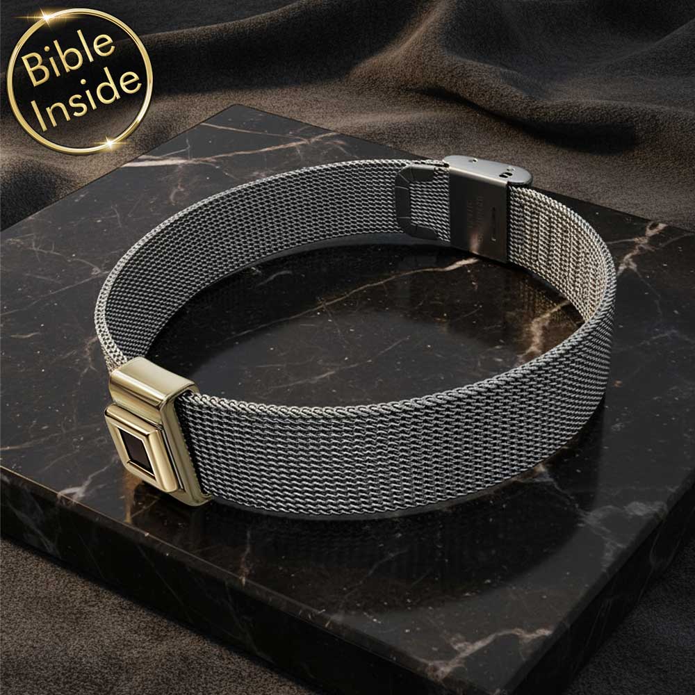 צמיד תנך לגברים עם עיצוב רצועת רשת מינימליסטי ואלגנטי
