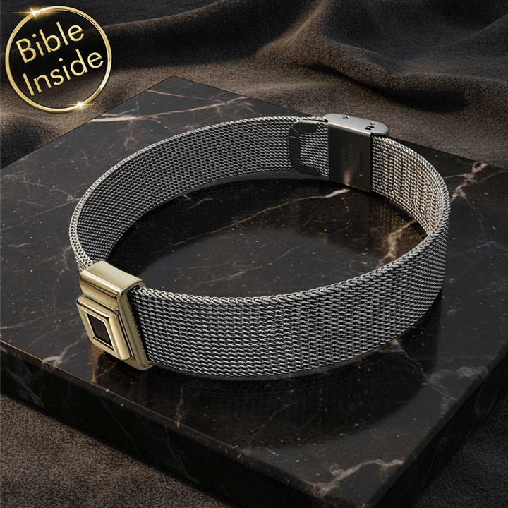 צמיד תנך לגברים עם עיצוב רצועת רשת מינימליסטי ואלגנטי
