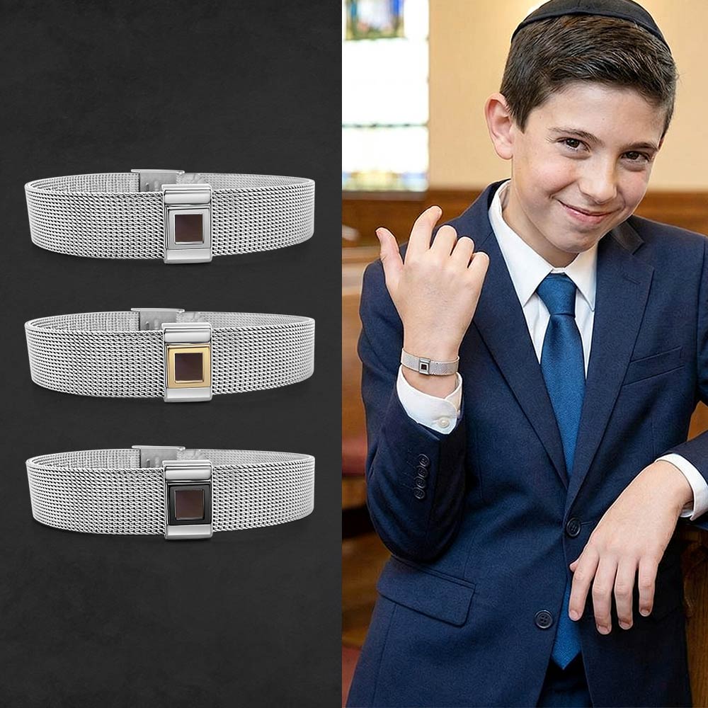 תכשיט לבר מצווה – צמיד רשת עם ננו תנ"ך משובץ לנער מבית שלמא