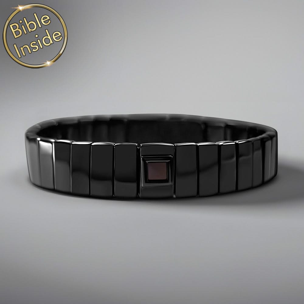 צמידים שחורים לגבר עם כל התנ"ך משובץ | ננו תכשיטים