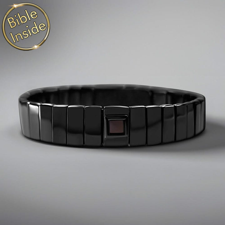 צמידים שחורים לגבר עם כל התנ"ך משובץ | ננו תכשיטים