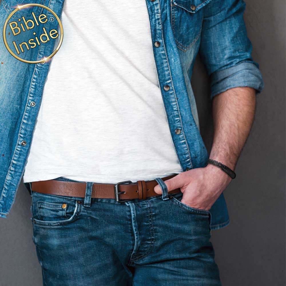 צמיד לגבר סטיינלס סטיל עם חריטה של כל 24 ספרי התנ"ך