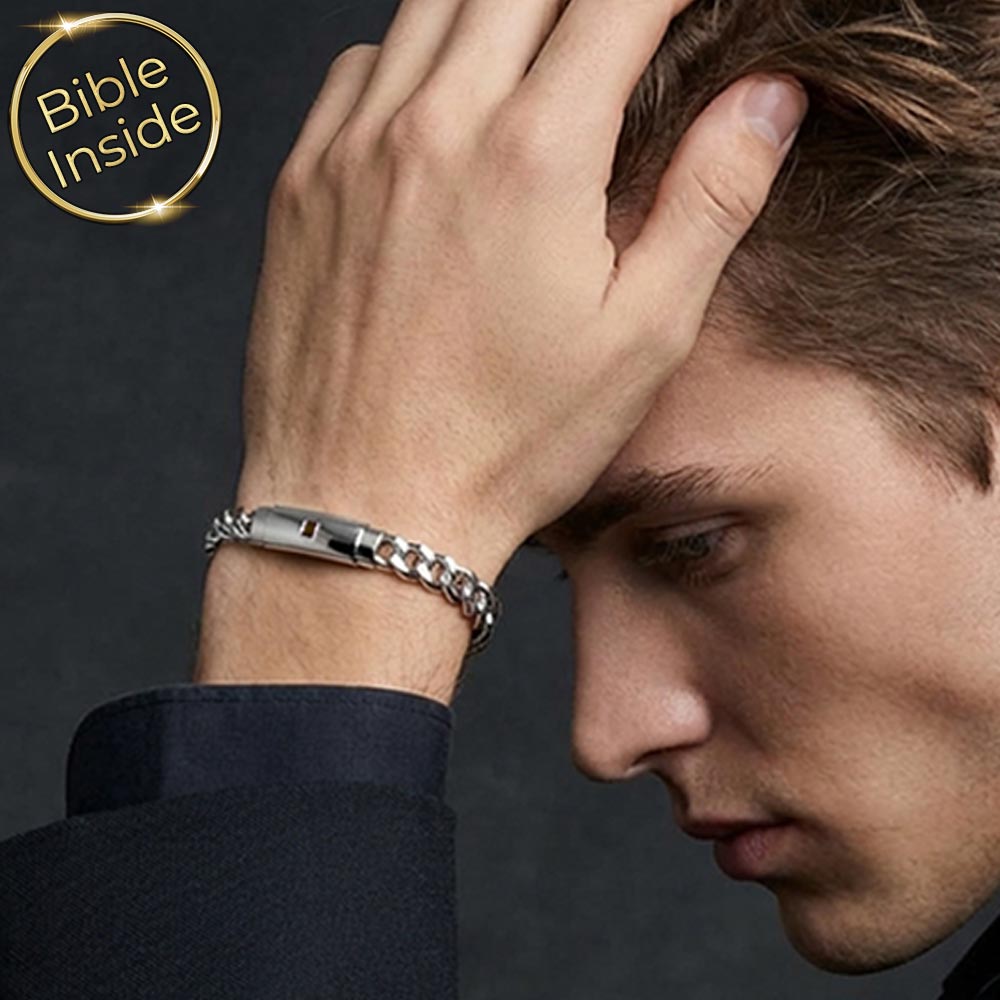 צמידי ננו תנך לגבר עם חריטה של כל 24 ספרי התנ"ך 