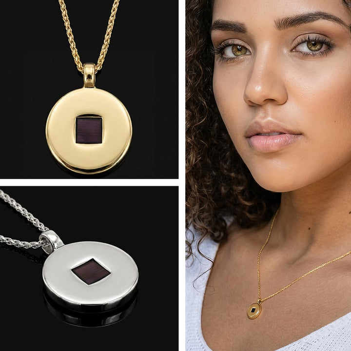 ננו תנך תליון עגול על צוואר של אישה, שרשרת זהב אלגנטית