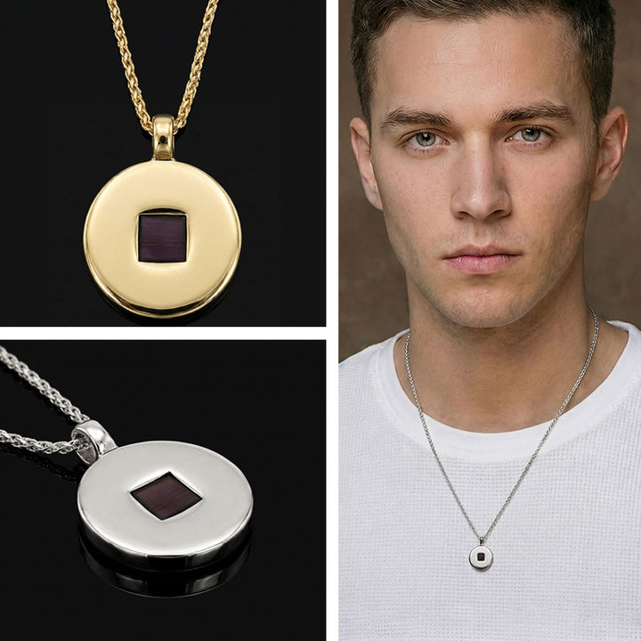 ננו תנך תליון עגול על צוואר של גבר, שרשרת כסופה יוניסקס