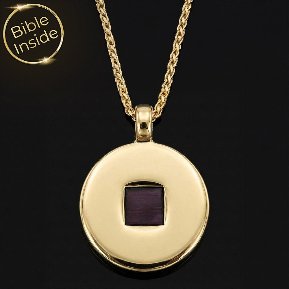 תכשיט זהב לבת מצווה מסבא וסבתא – תליון עגול עם ננו תנ"ך