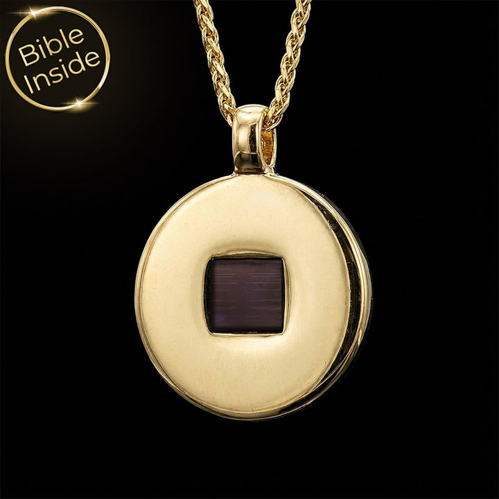 תליון עגול זהב עם ננו תנ"ך כשרשרת מתנה לבת מצווה