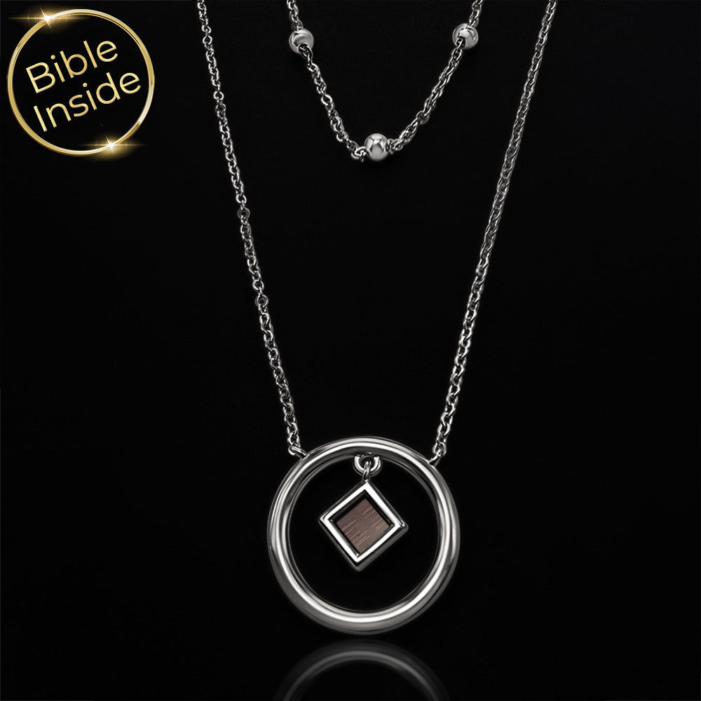 שרשרת עם ספר תנך – שבב זעיר בתוך טבעת זהב כפולה