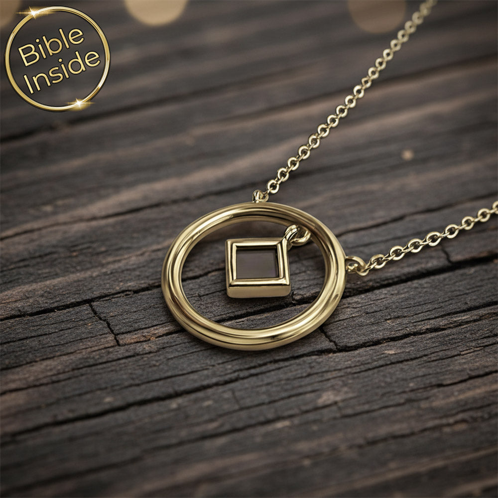 שרשרת ספר תורה מודרנית – טבעת עגולה עם שבב כתבי התנך