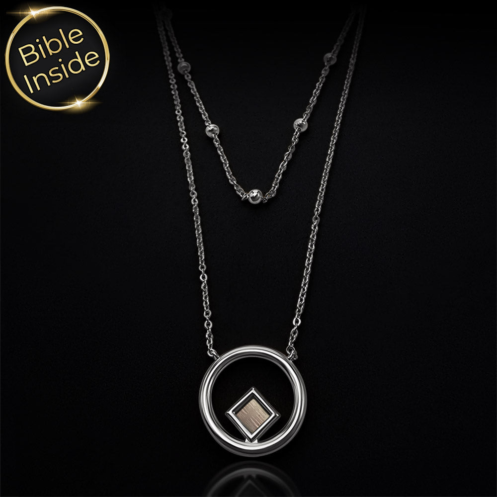 תליון תנך Sunrise – ריבוע כהה תלוי במרכז טבעת זהובה