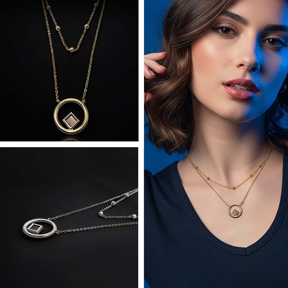 מתנה מקורית לחג הפסח – שרשרת כפולה עם תליון עגול וננו תנ"ך מבית שלמא