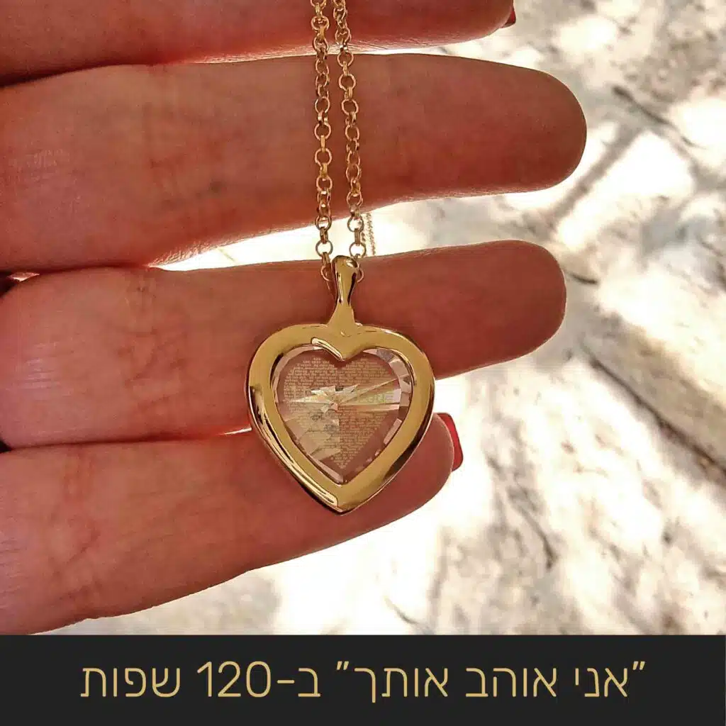 יום אהבה מתנה לאישה: תליון לב עם המשפט "אני אוהב אותך" ב-120 שפות - ננו תכשיטים